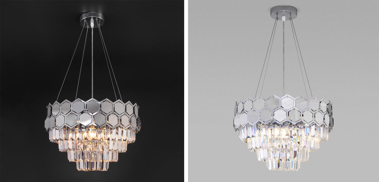 Люстра Hanging Hexagon Moira Chandelier chrome - фото