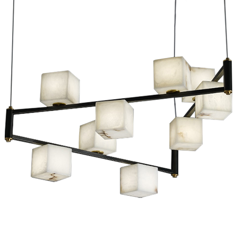 Люстра Marble Cubes Modern Light Chandelier 9 плафонов Белый Мрамор Bianco Черный Латунь в Нижнем Новгороде | Loft Concept 