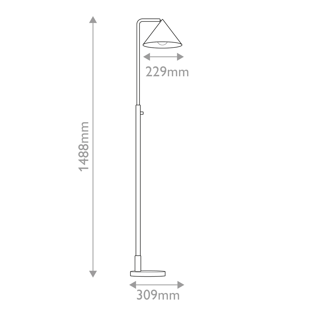 Торшер золотого цвета с плафоном в форме конуса и тонкой высокой стойкой на круглом основании Alora Mood в Нижнем Новгороде