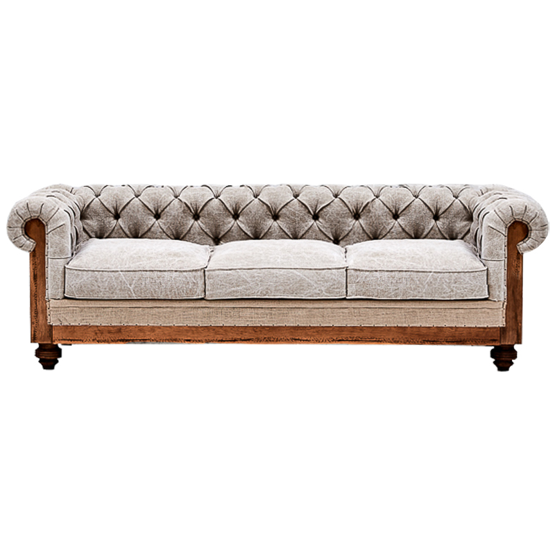 Диван Deconstructed Chesterfield Sofa Triple Gray Серый Бежевый Коричневый в Нижнем Новгороде | Loft Concept 