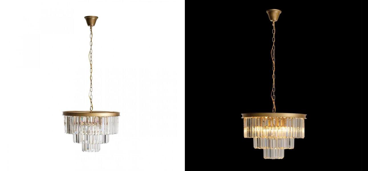 Круглая Люстра GOLD iron Three Layers Прозрачное Стекло диаметр 50 см - фото