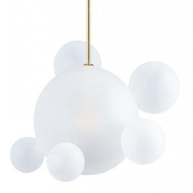 Светильник Giopato & Coombes Bollr Pendant 6 BUBBLE LAMP матовое белое стекло Белый Золотой в Нижнем Новгороде | Loft Concept 