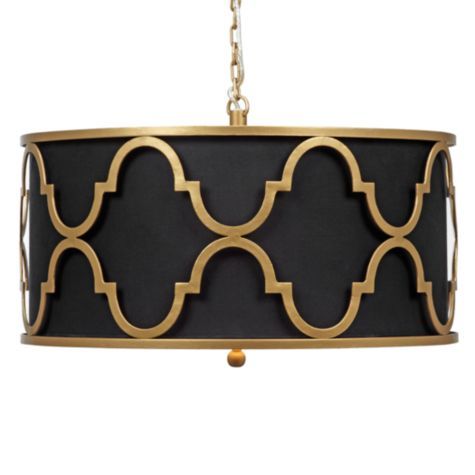 Люстра Black Shade Gold Quatrefoil Overlay Drum Pendant Черный в Нижнем Новгороде | Loft Concept 