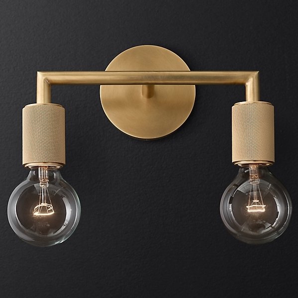 Бра RH Utilitaire Double Sconce Brass Латунь в Нижнем Новгороде | Loft Concept 