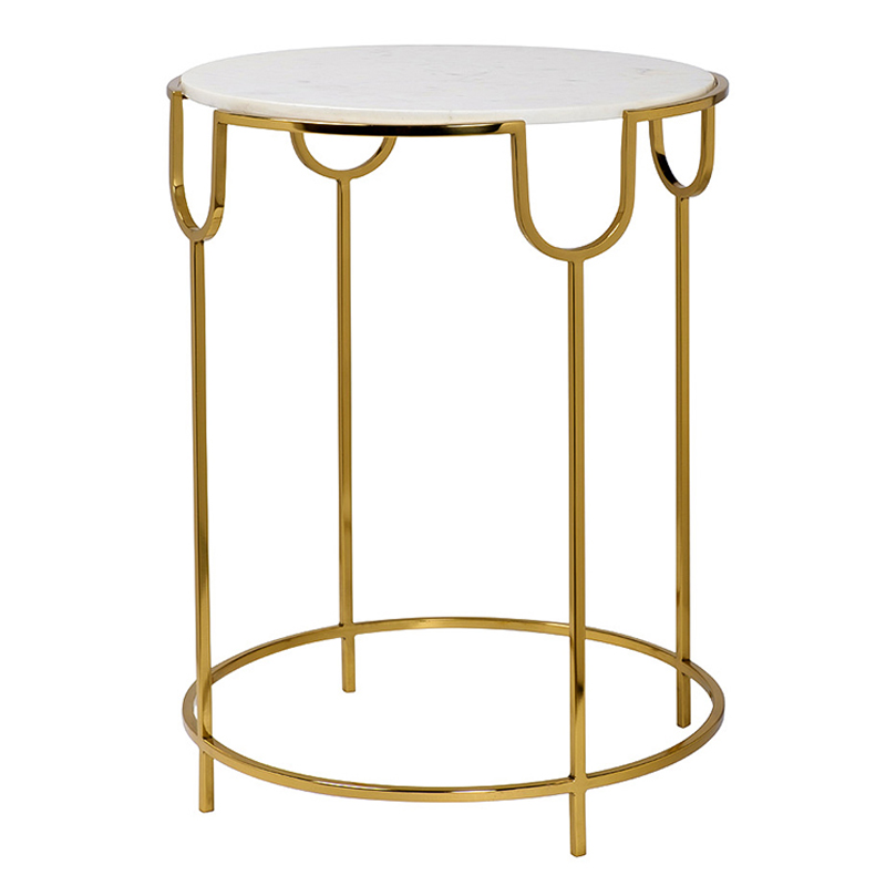 Приставной стол Bettina Side Table Глянцевое золото Белый Мрамор Bianco в Нижнем Новгороде | Loft Concept 