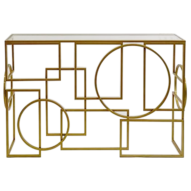 Консоль Geometric Figures Gold Console Золотой Прозрачное Стекло в Нижнем Новгороде | Loft Concept 