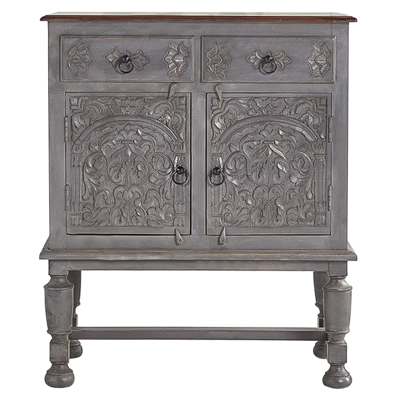 Комод Indian Antique White Furniture Chest of Drawers Amit серый Серый Коричневый в Нижнем Новгороде | Loft Concept 