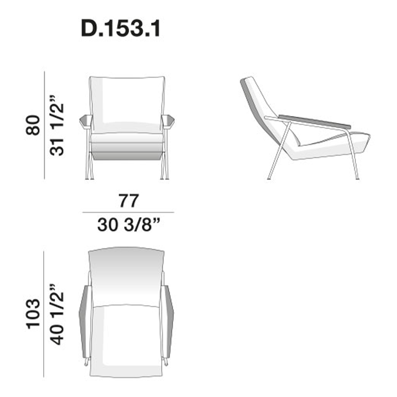 Дизайнерское кресло с подлокотниками Gio Ponti D.153.1 Armchair в Нижнем Новгороде