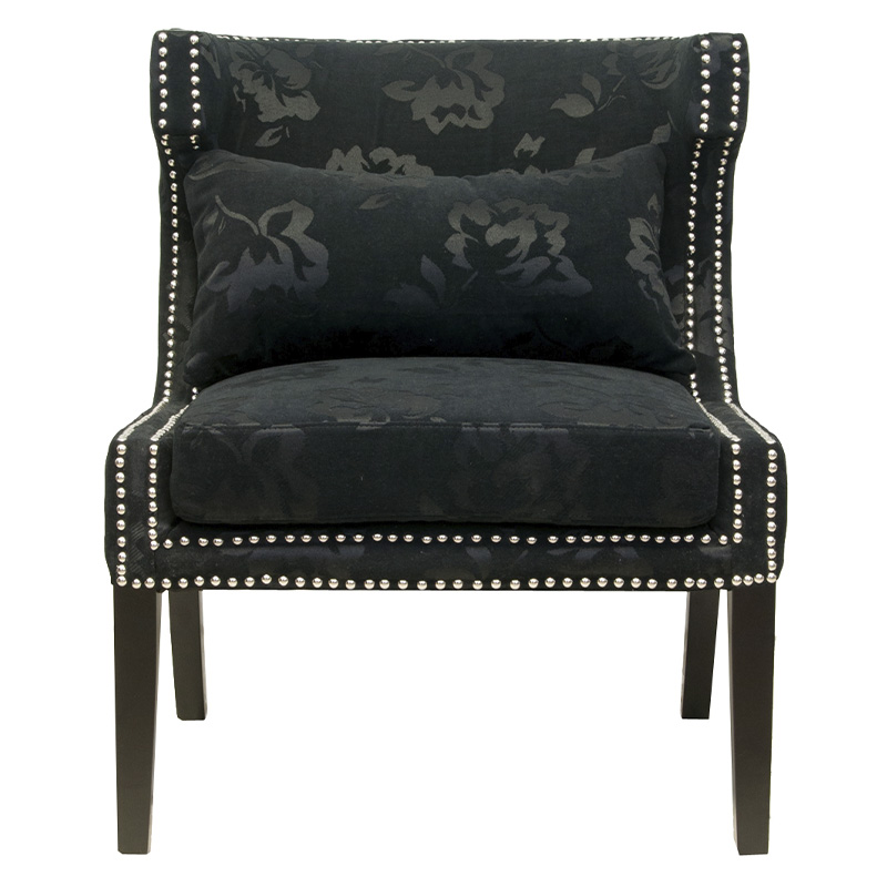 Полукресло с мягкой обивкой из жаккарда на 4-х ножках из массива березы Baroque Armchair black Черный в Нижнем Новгороде | Loft Concept 