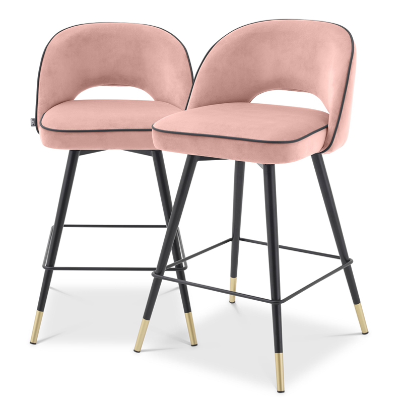 Комплект полубарных стульев Eichholtz Counter Stool Cliff set of 2 nude Розовый пастельный Черный Латунь в Нижнем Новгороде | Loft Concept 