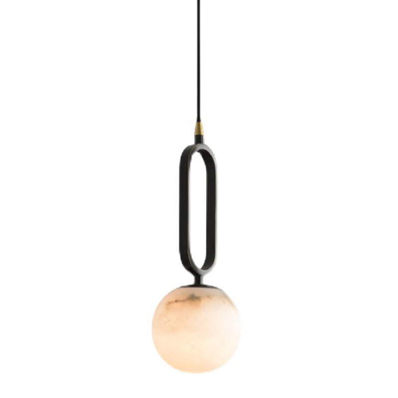 Подвесной светильник Reine Marble Hanging Lamp Черный Белый Мрамор Bianco Латунь в Нижнем Новгороде | Loft Concept 