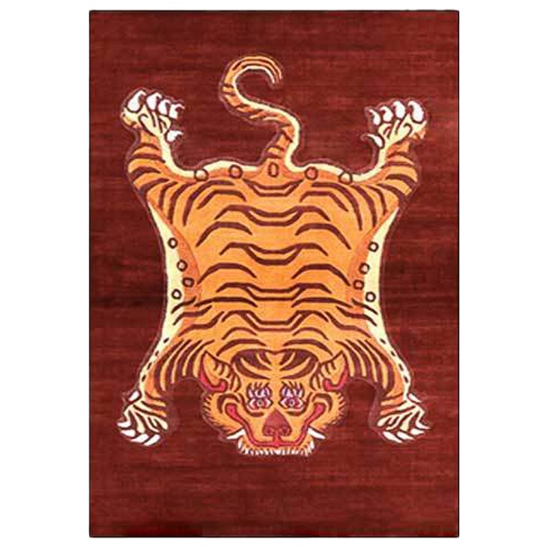 Ковер Тибетский Тигр Tibetan Tiger Rug Red Красный Оранжевый в Нижнем Новгороде | Loft Concept 