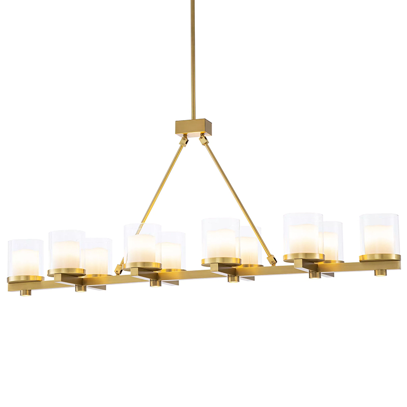 Люстра Eichholtz Chandelier Donovan Brass Латунь Белый Прозрачное Стекло в Нижнем Новгороде | Loft Concept 