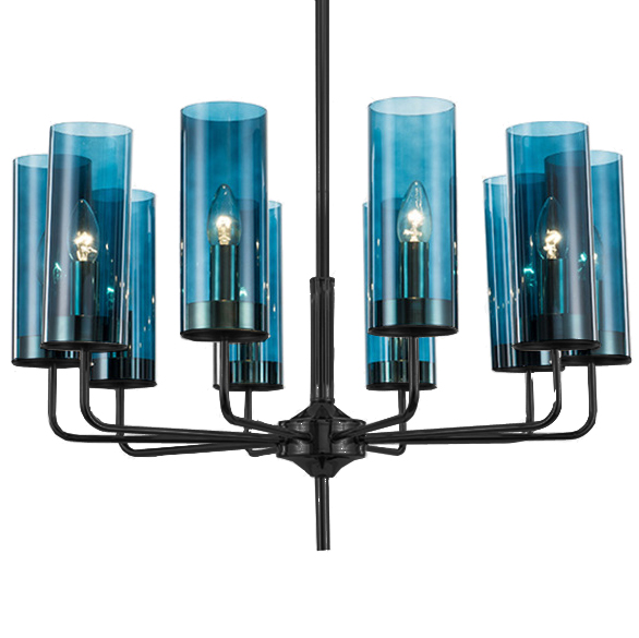 Люстра Black & Blue Glass Tube Chandelier 10 Графитовый Сапфир (Sapphire) в Нижнем Новгороде | Loft Concept 