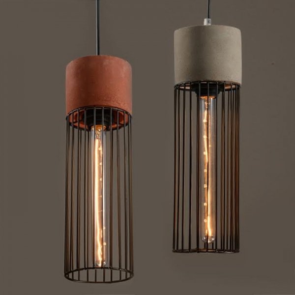 Подвесной светильник Cement Droplight Pendant Light cylinder Серый Красный Черный в Нижнем Новгороде | Loft Concept 