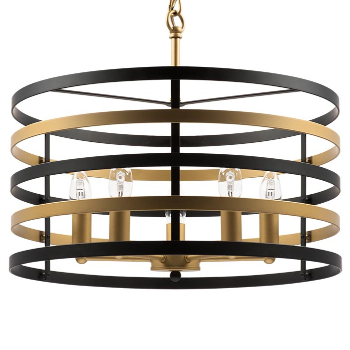 Люстра Gold Stripes Chandelier 5 Черный Золотой в Нижнем Новгороде | Loft Concept 