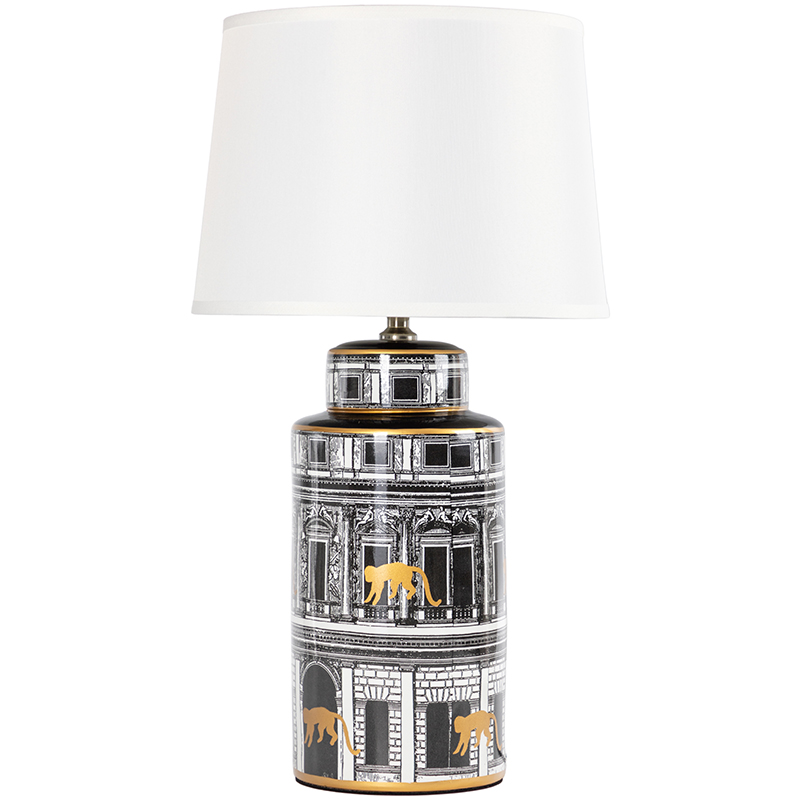 Настольная лампа Old Town Lampshade Black White Черно-белый Золотой Белый в Нижнем Новгороде | Loft Concept 