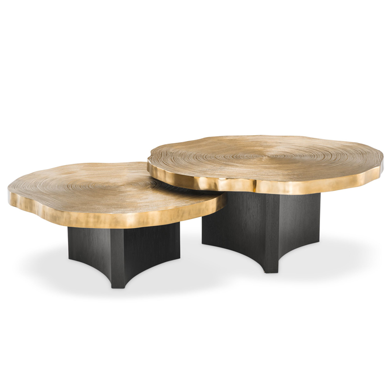 Комплект кофейных столов Eichholtz Coffee Table Thousand Oaks set of 2 Черный Латунь в Нижнем Новгороде | Loft Concept 