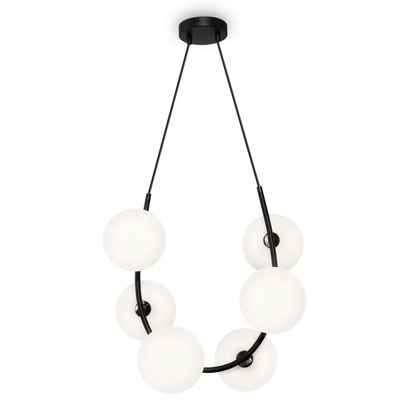 Люстра Marcan 6 Ball Chandelier Black Черный Белый в Нижнем Новгороде | Loft Concept 