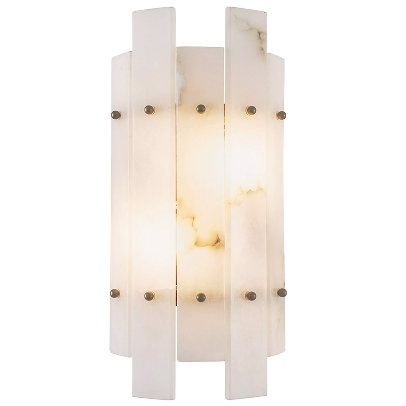 Бра Eichholtz Wall Lamp Caprera Alabaster Белый Мрамор Bianco Бежевый Латунь в Нижнем Новгороде | Loft Concept 