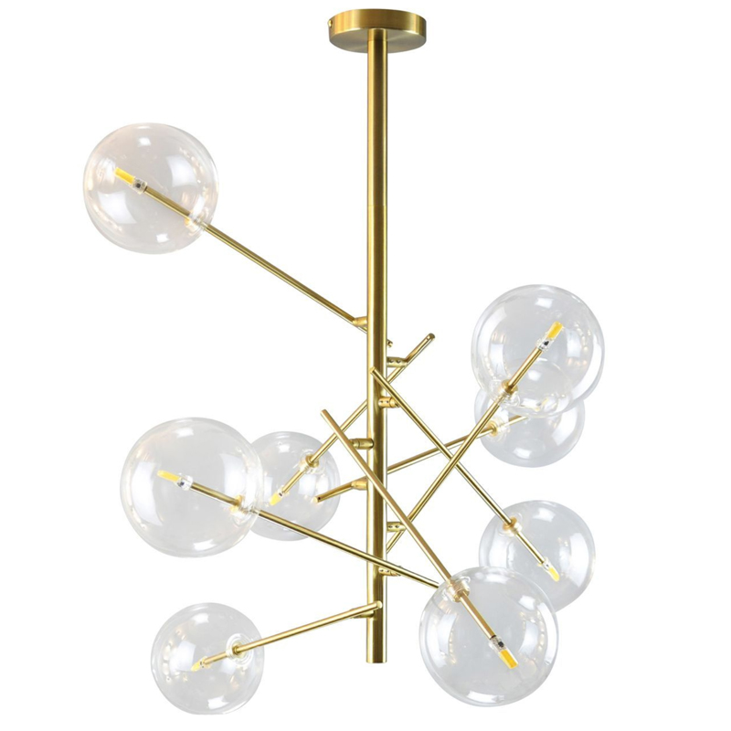 Люстра Gallotti & Radice Bolle Рanging Lamp 8 плафонов Золотой Прозрачный (Transparent) в Нижнем Новгороде | Loft Concept 