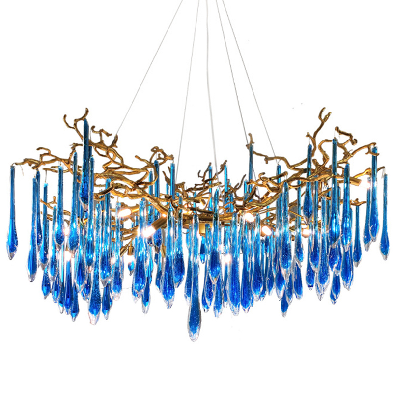 Люстра Blue Fountain Chandelier  Золотой Синий в Нижнем Новгороде | Loft Concept 