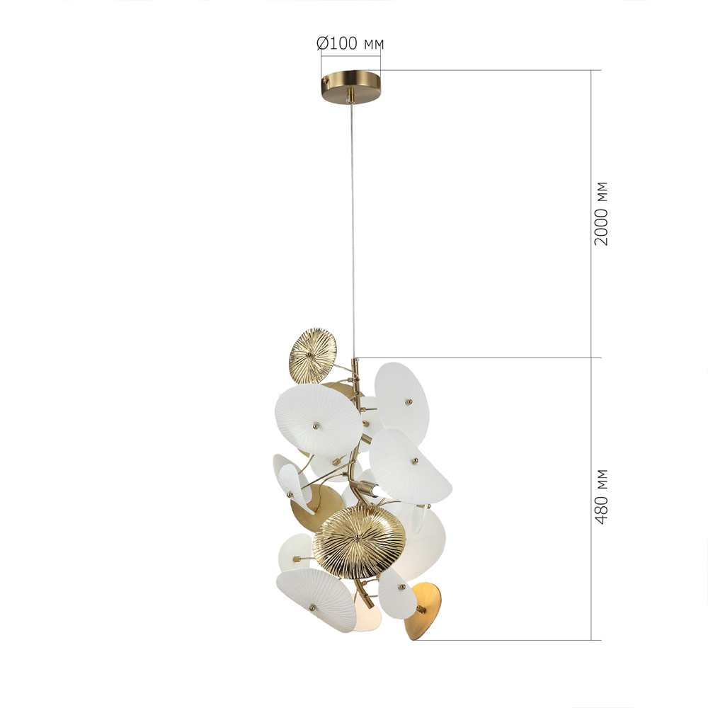 Подвесной светильник с белыми и золотистыми цветами Dahlia Flowers Lamp в Нижнем Новгороде