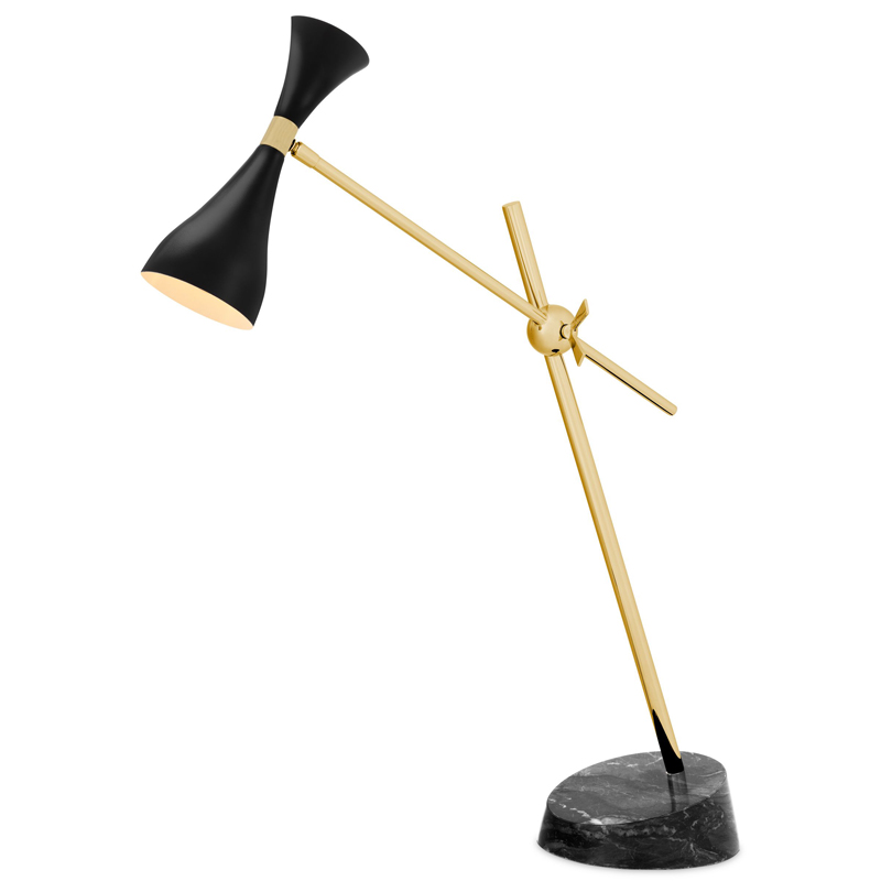 Настольная лампа Eichholtz Desk Lamp Cordero xl Черный Латунь Черный Мрамор Nero в Нижнем Новгороде | Loft Concept 