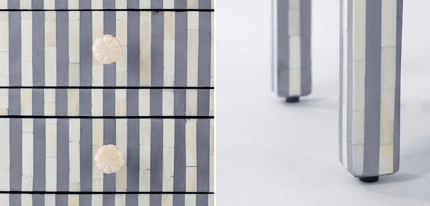 Тумбочка Indian striped Bone Inlay nightstand - фото №1