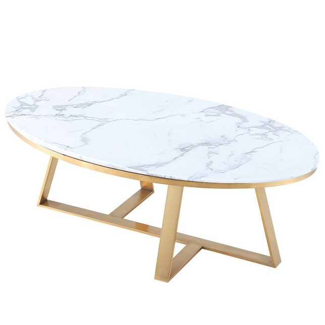 Кофейный стол Marble Oval Table Латунь Белый в Нижнем Новгороде | Loft Concept 