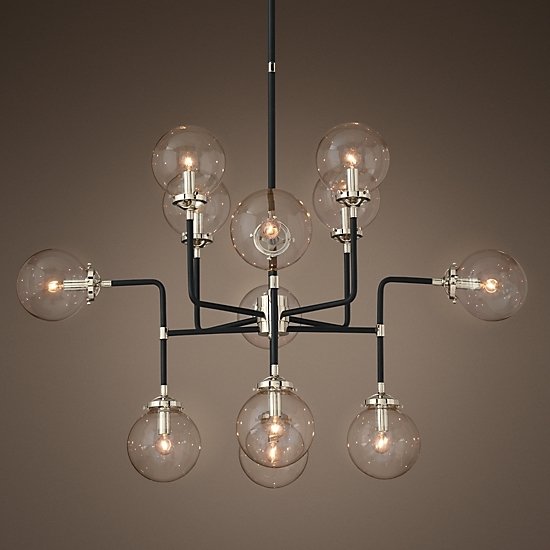 Люстра BISTRO GLOBE CLEAR GLASS SILVER CHANDELIER 12 Черный Серебряный Прозрачное Стекло в Нижнем Новгороде | Loft Concept 