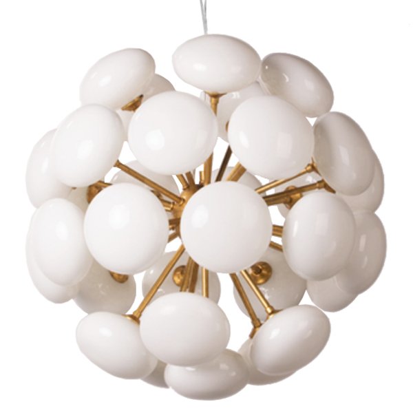 Люстра Mid-Century Sputnik Milk Glass Chandelier Золотой Прозрачный белый в Нижнем Новгороде | Loft Concept 