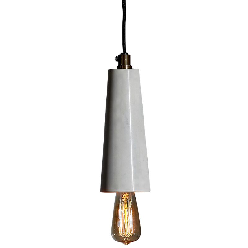 Подвесной светильник Shaw Cone Marble Hanging Lamp Черный Белый Мрамор Bianco в Нижнем Новгороде | Loft Concept 