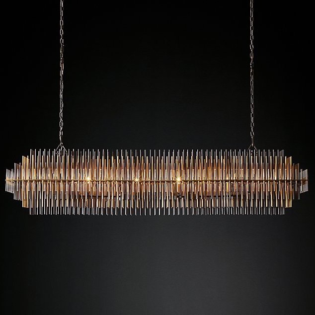 Люстра Restoration Hardware Emile Linear Chandelier Латунь Античная полированная Прозрачный Оловянный Темная бронза в Нижнем Новгороде | Loft Concept 