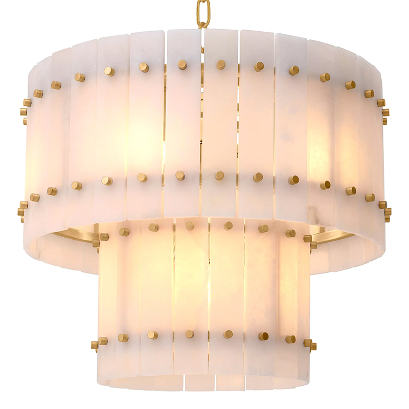 Люстра Eichholtz Chandelier Ruby S Alabaster Латунь Бежевый Белый Мрамор Bianco в Нижнем Новгороде | Loft Concept 