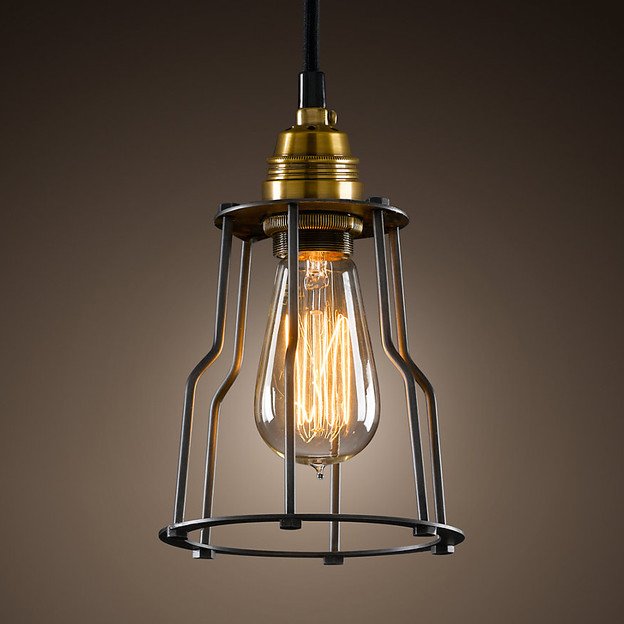 Подвесной светильник Loft Industrial Cage Filament Pendant Бронза Черный в Нижнем Новгороде | Loft Concept 