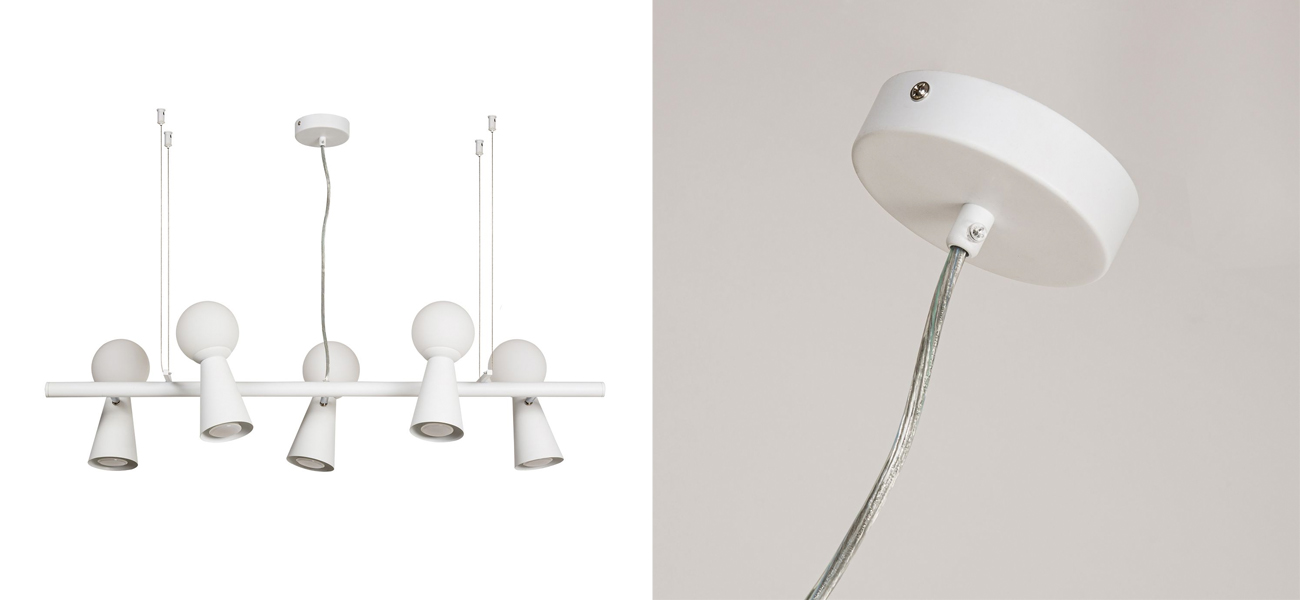 Белая люстра с поворотными плафонами 10 ламп KLAXONS - фото