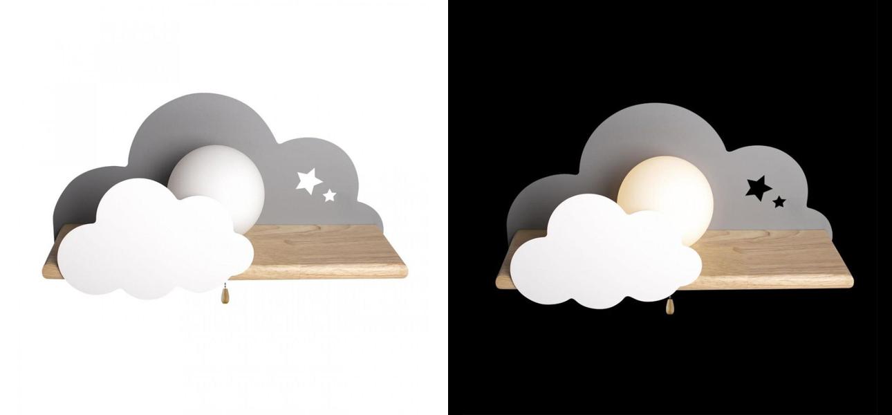 Бра с деревянной полкой серое Облако Wall Lamp Grey Cloud - фото №2