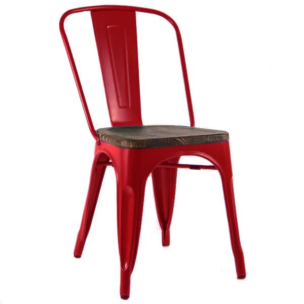 Кухонный стул Tolix Chair Wood Red Красный Красный Коричневый в Нижнем Новгороде | Loft Concept 