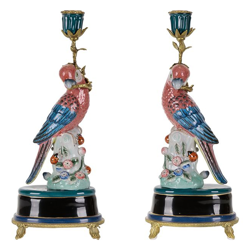 Подсвечник Red Blue Parrot Candlestick L or R Бронза Красный Синий в Нижнем Новгороде | Loft Concept 