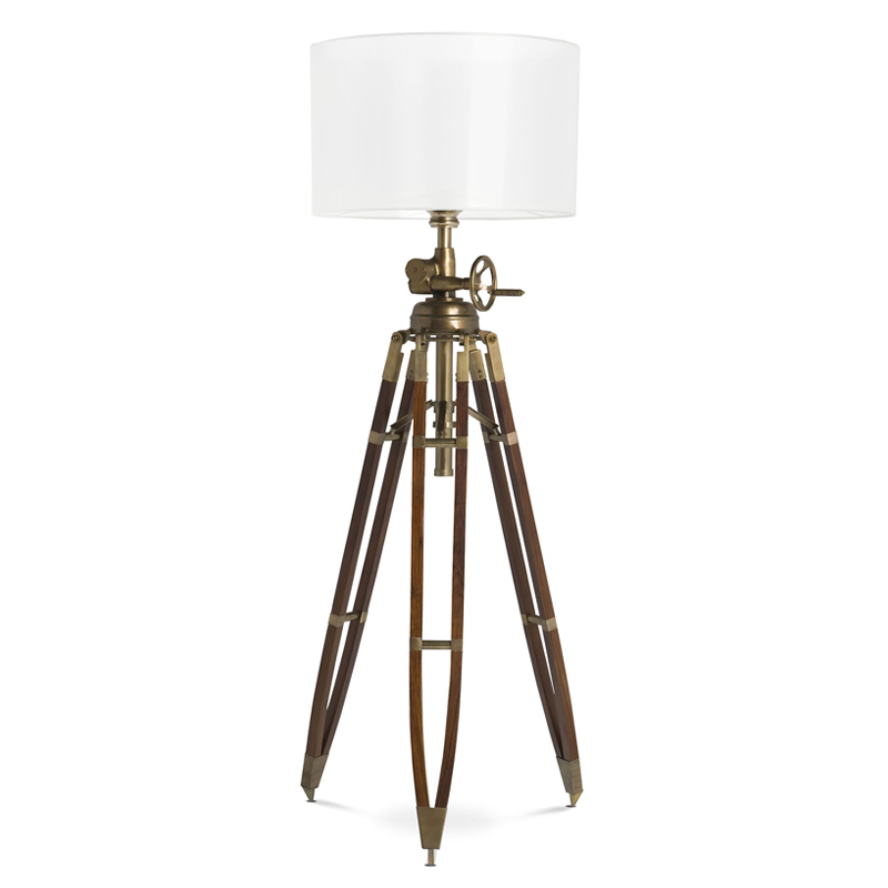 Торшер Eichholtz Floor Lamp Royal Marine Cream Кремовый Коричневый Латунь Античная полированная в Нижнем Новгороде | Loft Concept 