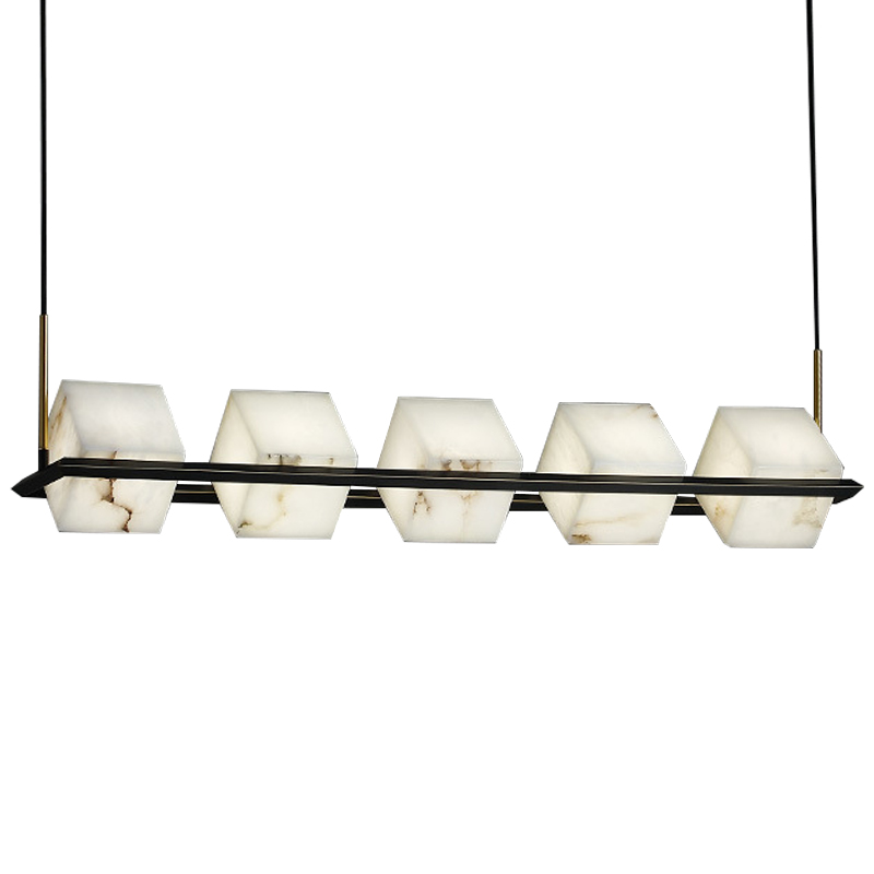 Люстра Marble Cubes Modern Light Chandelier 5 плафонов Черный Белый Мрамор Bianco Латунь в Нижнем Новгороде | Loft Concept 