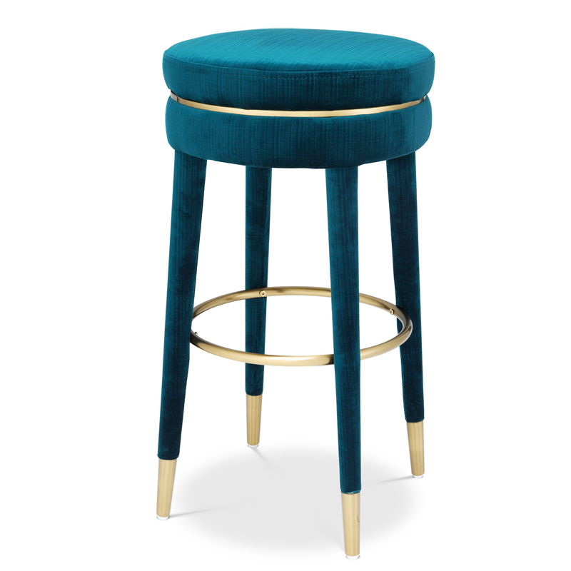 Барный стул Eichholtz Bar Stool Parisian blue Бирюзовый Латунь в Нижнем Новгороде | Loft Concept 