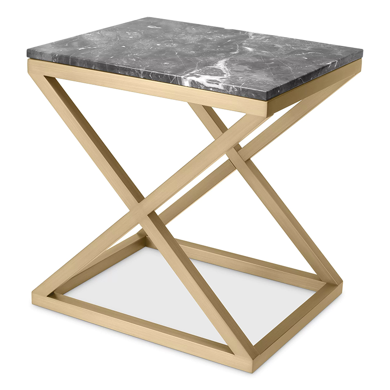 Приставной стол Eichholtz Side Table Criss Cross Латунь Серый в Нижнем Новгороде | Loft Concept 