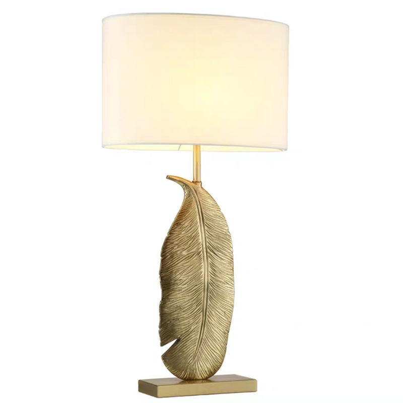 Настольная лампа Leaf Brass Table Lamp Золотой Белый Черный в Нижнем Новгороде | Loft Concept 