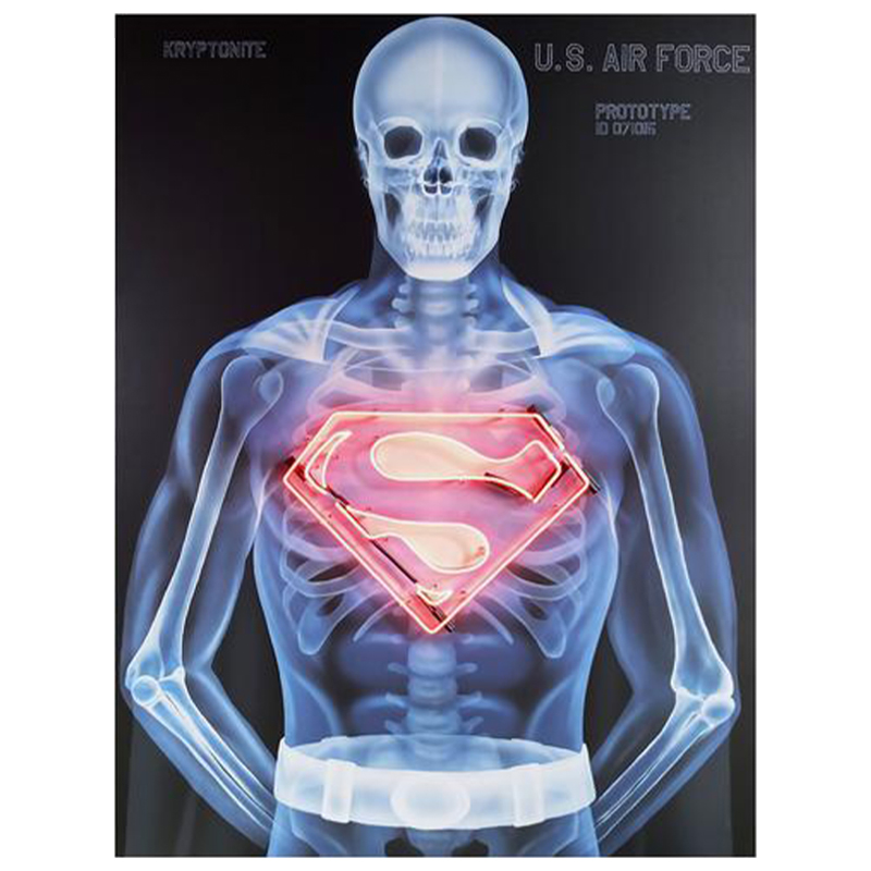 Дизайнерский Неоновый Постер Супермен Superman Skeleton Мульти в Нижнем Новгороде | Loft Concept 