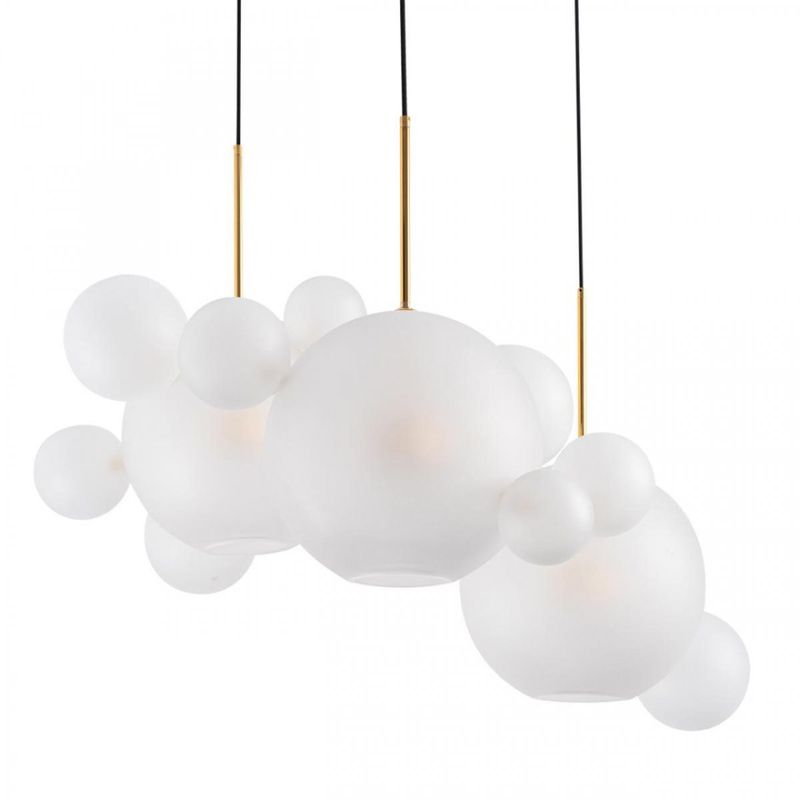 Светодиодный светильник Giopato & Coombes Bollr  Bubble Chandelier Circle матовое белое стекло 3 плафона Белый Золотой в Нижнем Новгороде | Loft Concept 