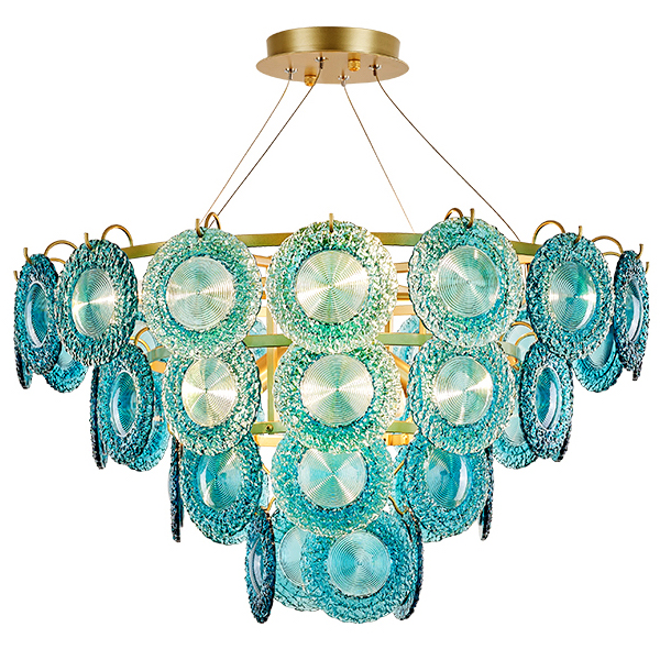 Люстра Blue Glass disk Chandelier Золотой Голубой в Нижнем Новгороде | Loft Concept 