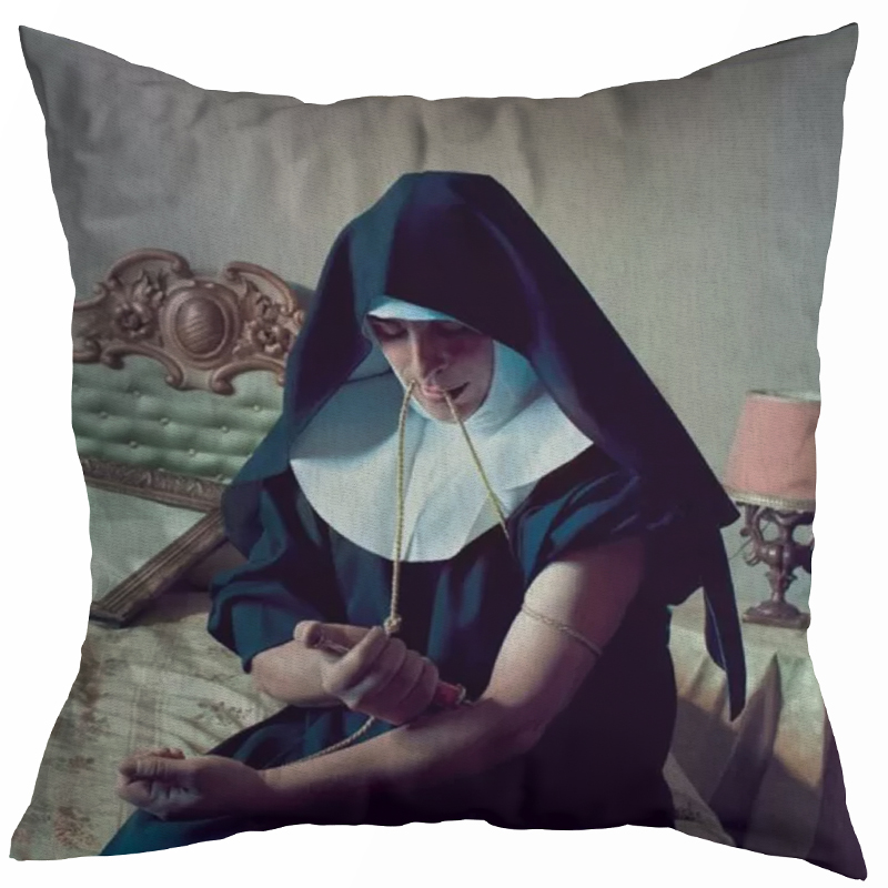 Декоративная подушка Seletti Cushion Nun Бежевый Коричневый Черный Зеленый шалфей в Нижнем Новгороде | Loft Concept 