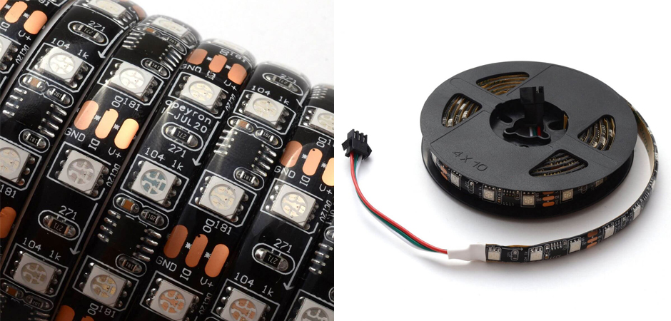 Комплект цифровой светодиодной ленты 14,4W/m 60Led/m 5050SMD разноцветный 2M - фото №1
